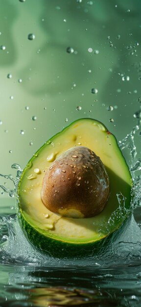 Foto las salpicaduras de aguacate en el agua