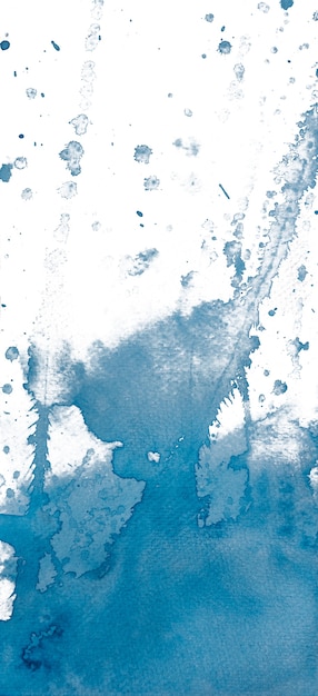 Salpicaduras azules abstractas de la acuarela, pintura de la mano en el papel.