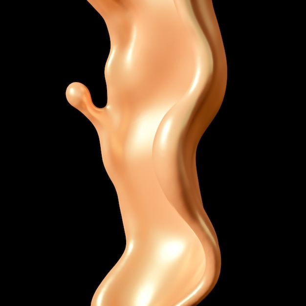 Salpicaduras de caramelo dorado en ilustración 3d
