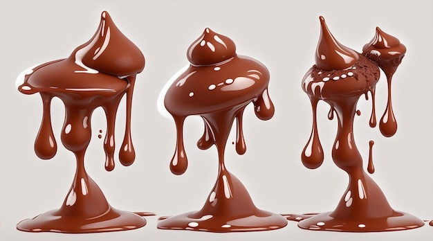 Salpicaduras de chocolate aisladas con pequeñas gotas por IA generativa