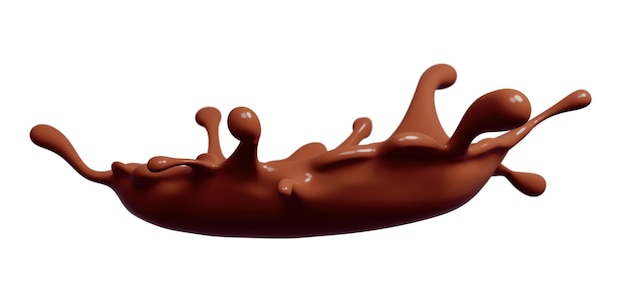 Foto salpicaduras de chocolate aisladas sobre fondo blanco 3d render