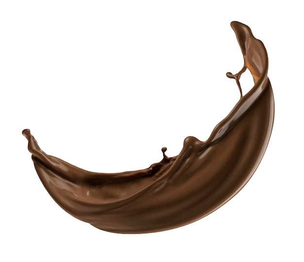 Salpicaduras de chocolate aisladas sobre un fondo blanco