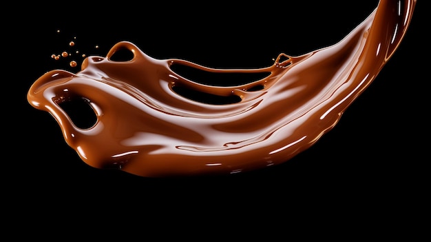 Salpicaduras de chocolate aisladas sobre un fondo negro
