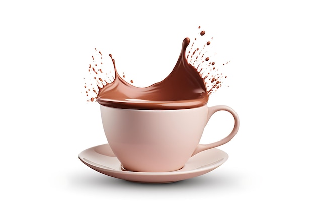 Foto salpicaduras de chocolate caliente aisladas en fondo blanco arte del día de san valentín