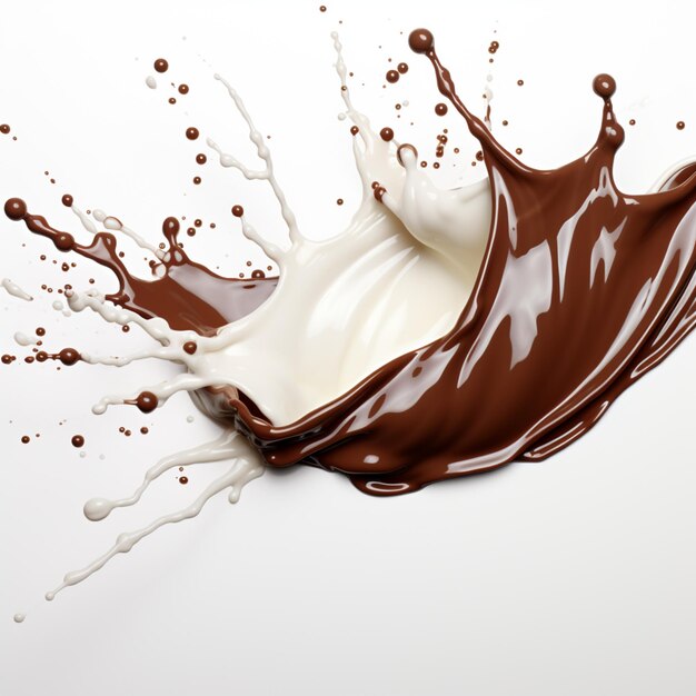 Foto salpicaduras de chocolate sobre un fondo blanco