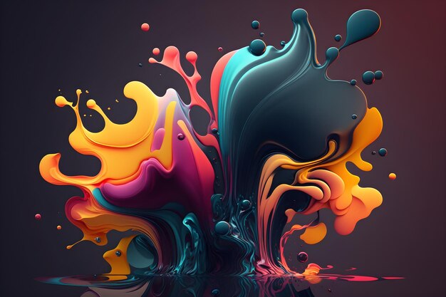 Salpicaduras de colores abstractos en estilo de arte fluido AI generado