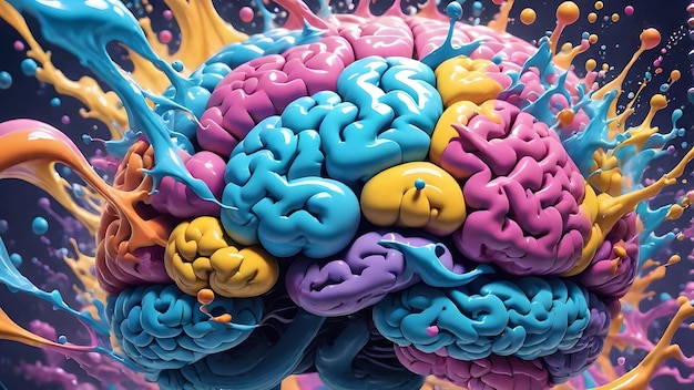 Foto salpicaduras coloridas en el cerebro humano