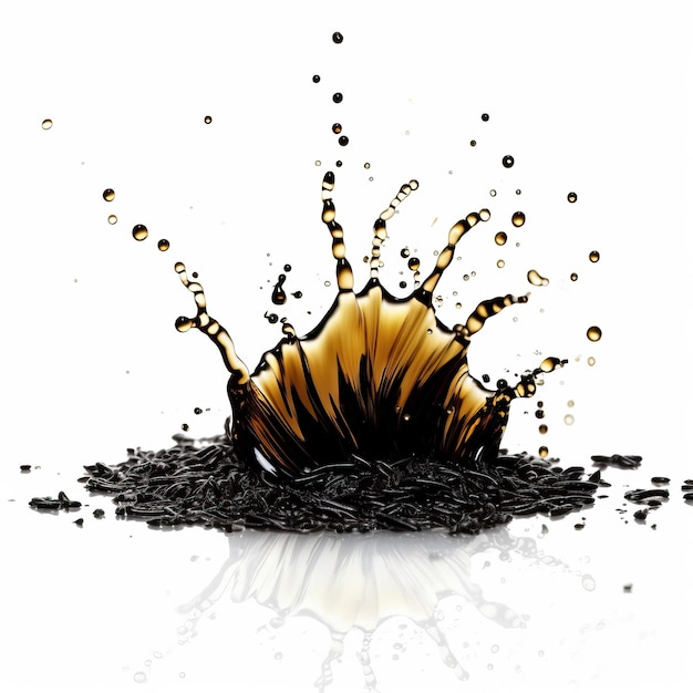 Foto salpicaduras de óleo de sementes de cominho preto sobre um fundo isolado branco