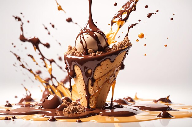 Salpicaduras de helado de chocolate