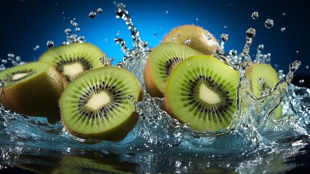 Salpicaduras de kiwi en azul