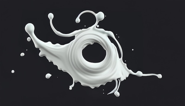 Salpicaduras de leche aisladas en líquido de fondo o salpicaduras de yogur Incluir trazado de recorte ilustración 3d
