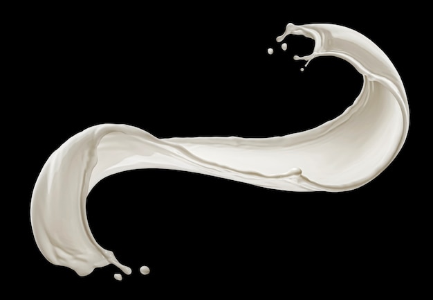 Foto salpicaduras de leche aislado sobre fondo negro