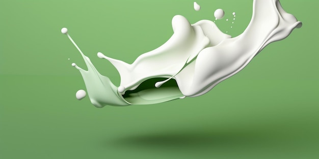 Foto salpicaduras de leche blanca sobre un fondo verde