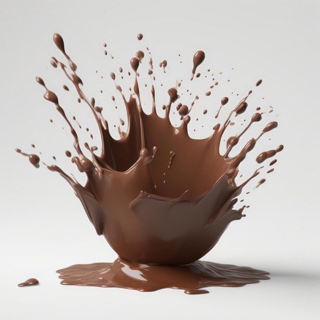 Foto salpicaduras de leche con chocolate 3d realista