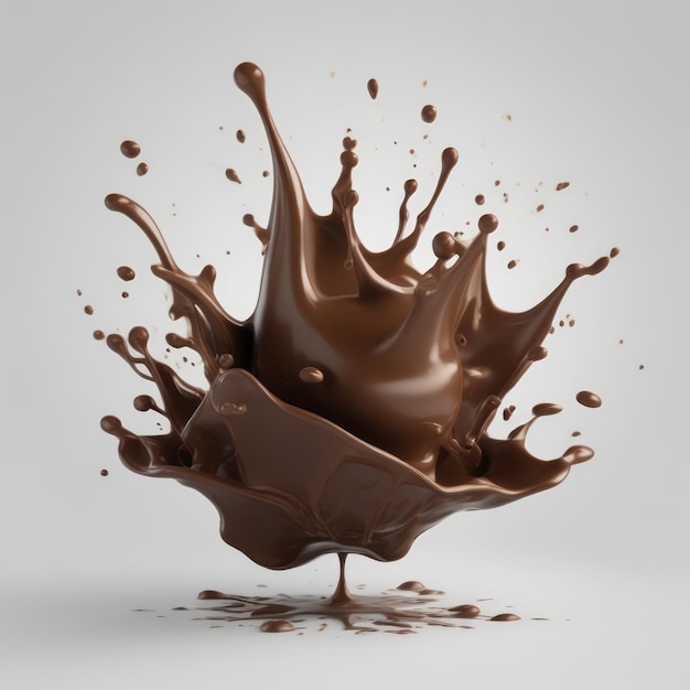 Foto salpicaduras de leche con chocolate 3d realista