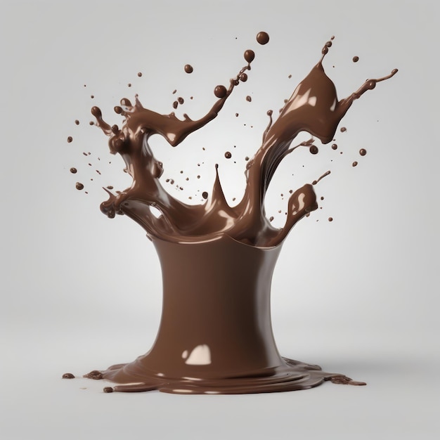 Foto salpicaduras de leche con chocolate 3d realista