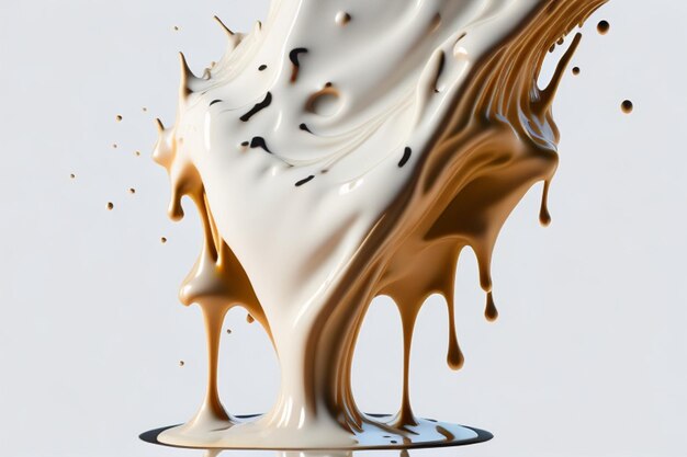 Foto salpicaduras de leche o crema aisladas en fondo blanco con trayectoria de recorte profundidad de campo completa enfoque