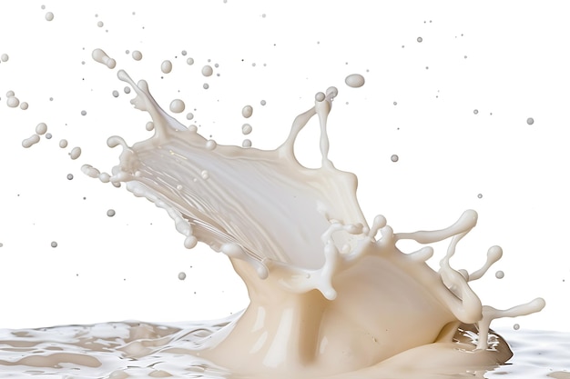 Salpicaduras de leche o crema aisladas sobre un fondo blanco de alta resolución