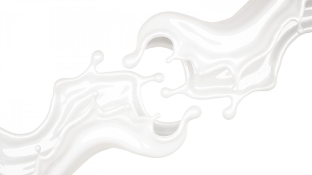 Foto salpicaduras de líquido blanco espeso. ilustración 3d