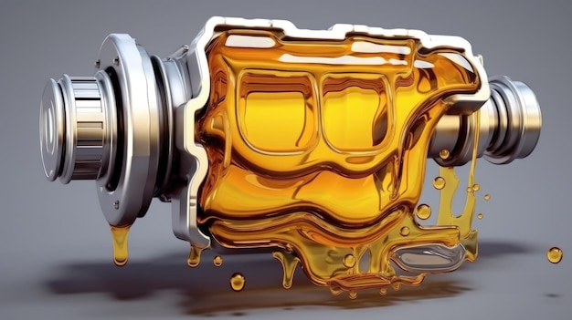 Salpicaduras de olas de aceite en el motor del automóvil con aceite lubricante Concepto de lubricar aceite de motor y engranajes IA generativa