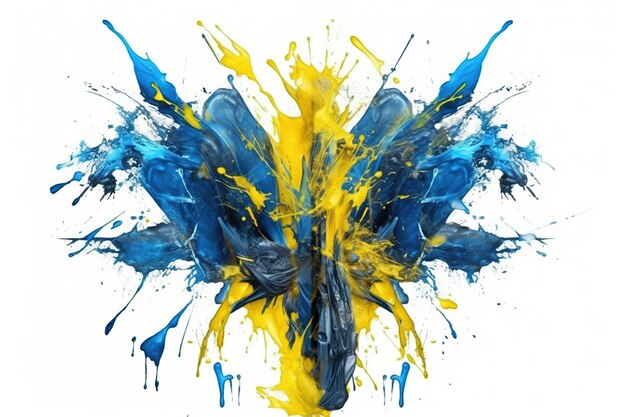 Foto salpicaduras de pintura azul y amarilla ucrania