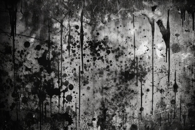 Salpicaduras de pintura en blanco y negro en una pared como arte abstracto IA generativa