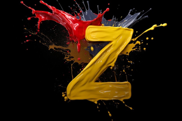 Salpicaduras de pintura en colores primarios logo letra Z cayendo en el centro