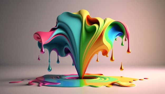 Salpicaduras de pintura colorida en el suelo Diseño de elementos de colores del arco iris IA generativa