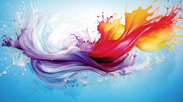 Foto salpicaduras de pintura coloridas sobre un fondo azul suave telón de fondo artístico para proyectos de diseño creativo