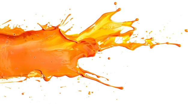 Salpicaduras de pintura naranja aislado sobre fondo blanco.