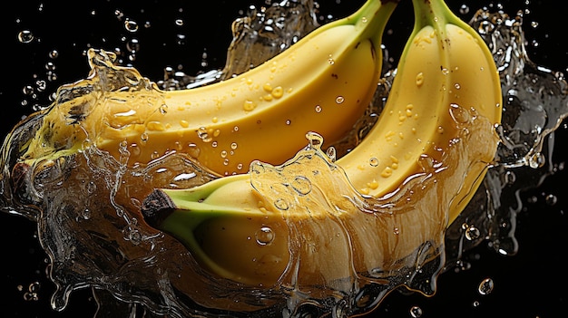 Salpicaduras de plátano fresco, fondo de pantalla HD 8K Imagen fotográfica de stock
