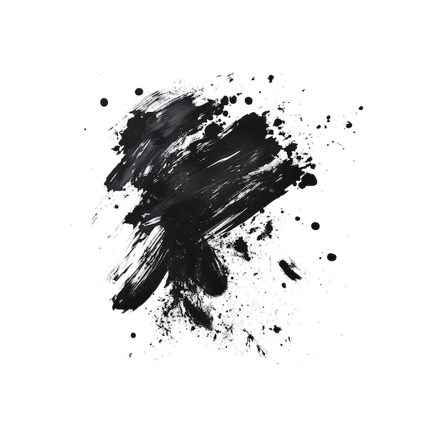 Salpicaduras de tinta negra en un fondo aislado