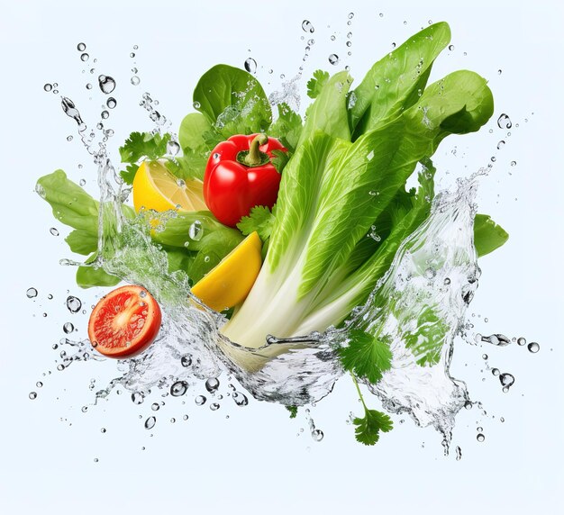 Salpicos de frutas na água Frutas e legumes frescos são removidos quando são submersos