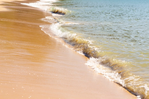 Foto salpicos de ondas na areia. conceito de férias na praia brasileira.