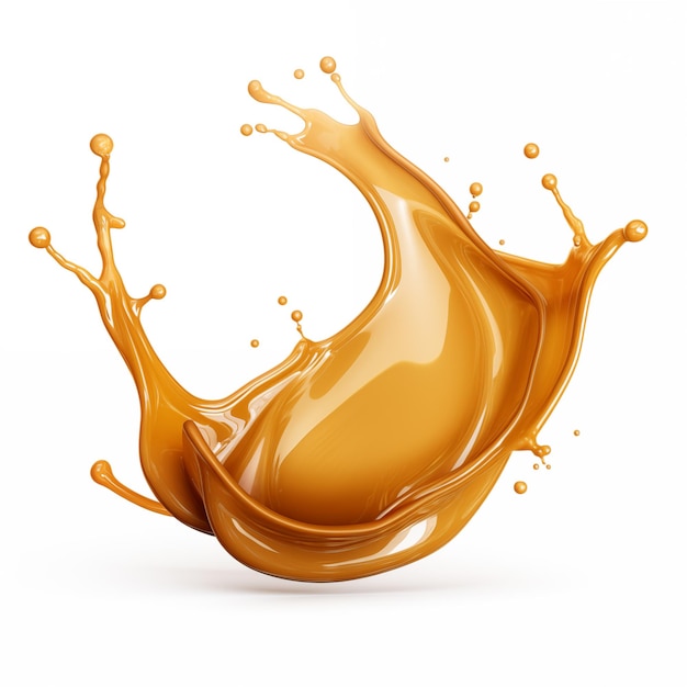 Salsa de caramelo aislada sobre un fondo blanco