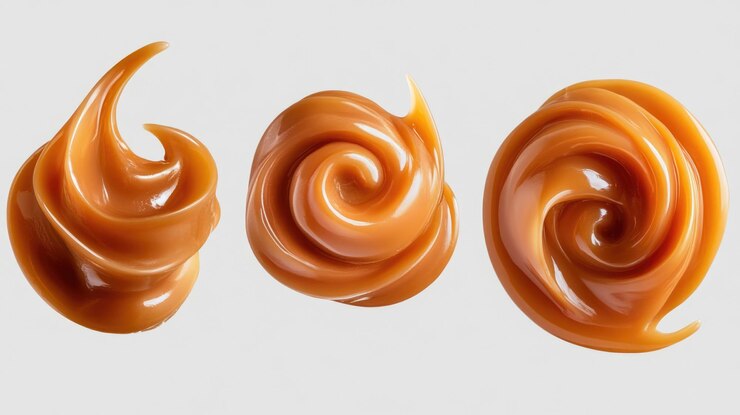 Salsa de caramelo con diseño giratorio