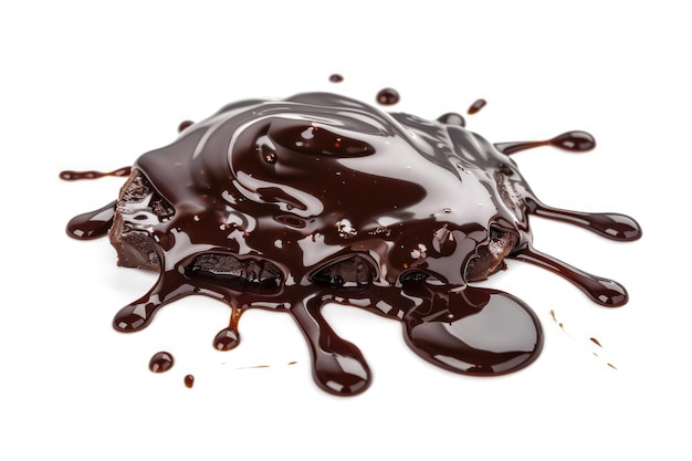 salsa de chocolate derretida aislada sobre un fondo blanco