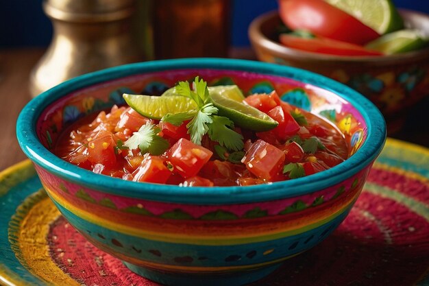 Salsa Fresca en el colorido cuenco mexicano