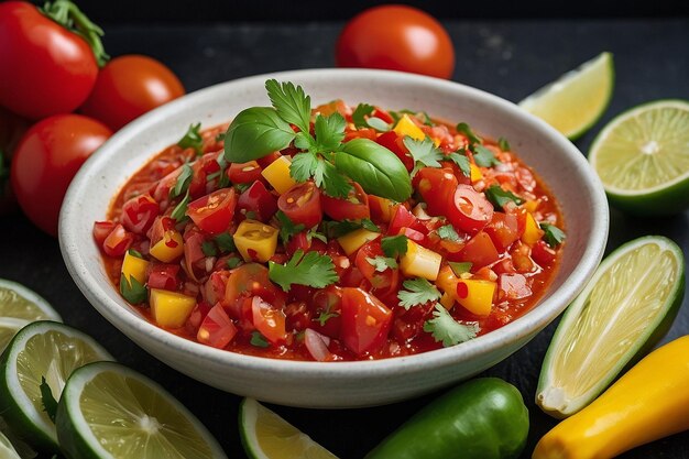 Salsa Fresca com uma mistura colorida de vegetais