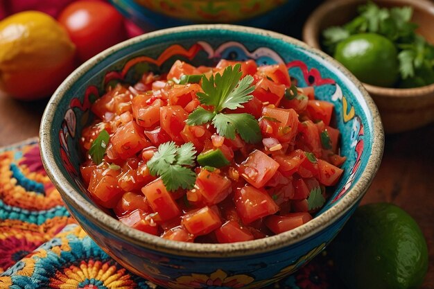 Salsa Fresca in einer bunten mexikanischen Schüssel