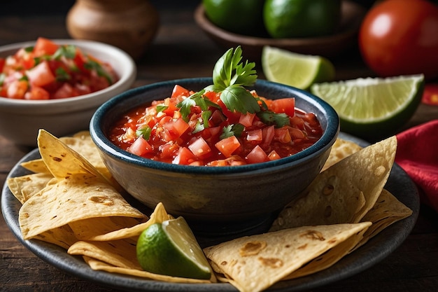 Salsa Fresca mit frisch gebackenen Tortilla-Chips