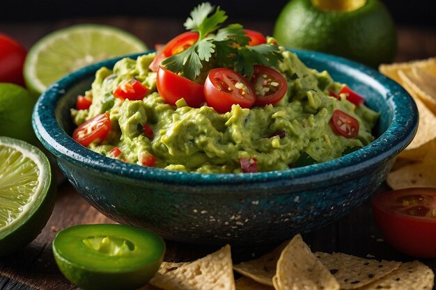 Salsa de guacamole con ingredientes frescos