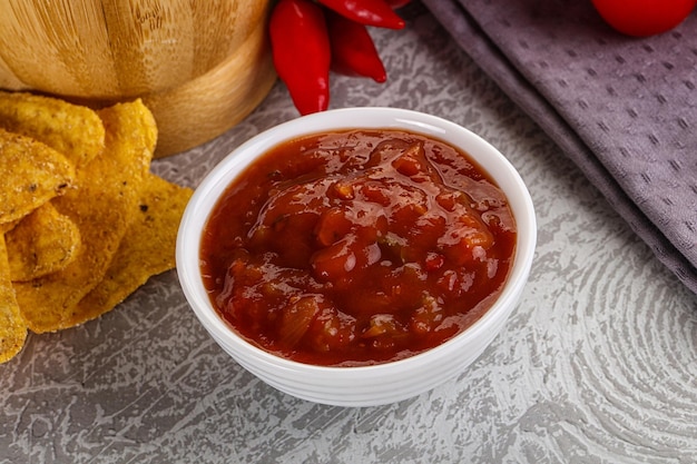 Foto salsa mexicana picante salsa de salsa