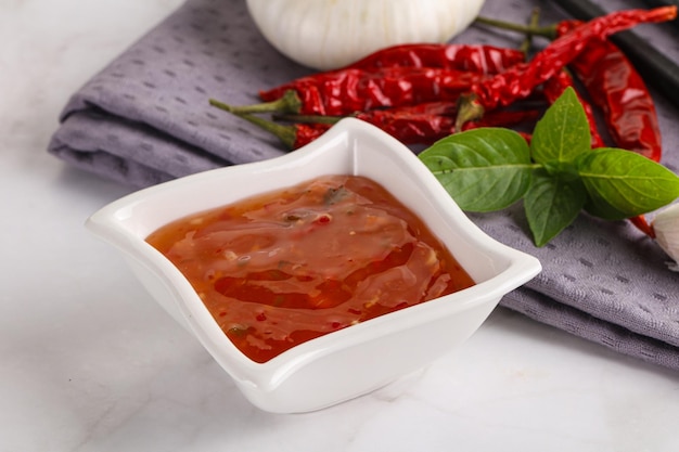 Salsa picante dulce y agria tradicional china