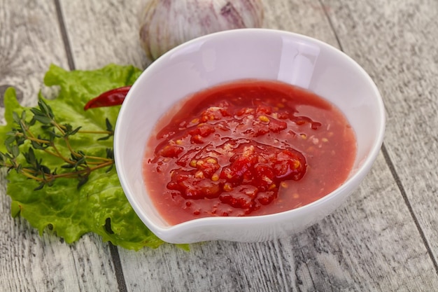 Salsa picante de tomate y ajo