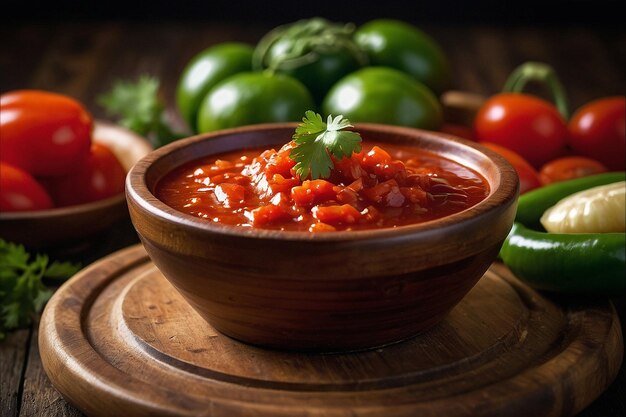 Salsa Roja en una bandeja de madera