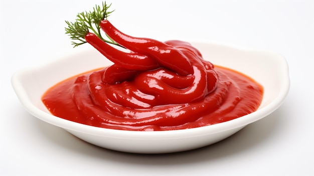 Salsa roja de rábano picante aislada en blanco