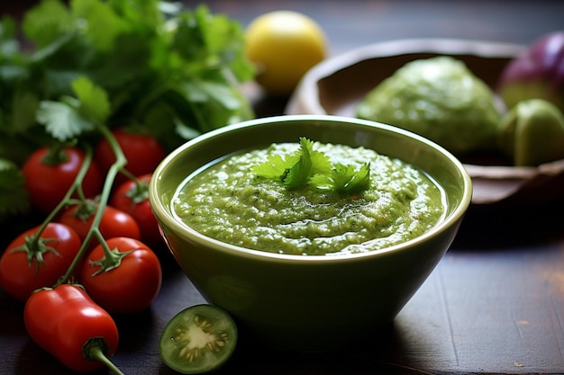 Foto salsa de tomate de aguacate