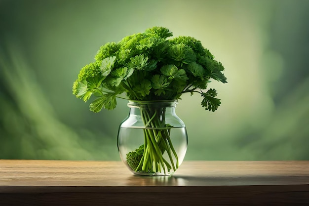 salsa verde fresca em um vaso de vidro transparente