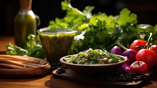 Foto salsa verde ist eine art würzige grüne soße in der mexikanischen küche